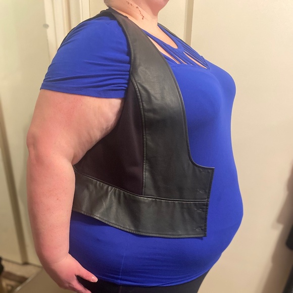 Addition Elle Plus-Size Pleather Vest, Black, Size 3X - Picture 3 of 3